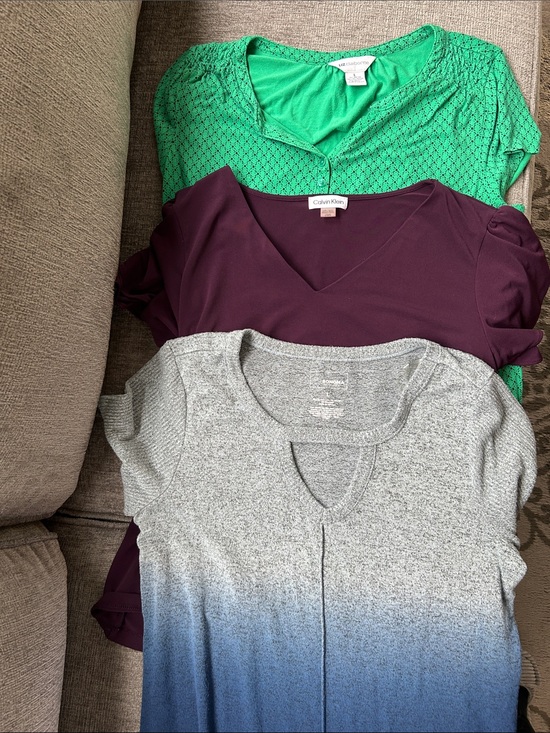 Various Tops - Calvin Klein Plum, Green & Gray-Blue Women’s Top Trio